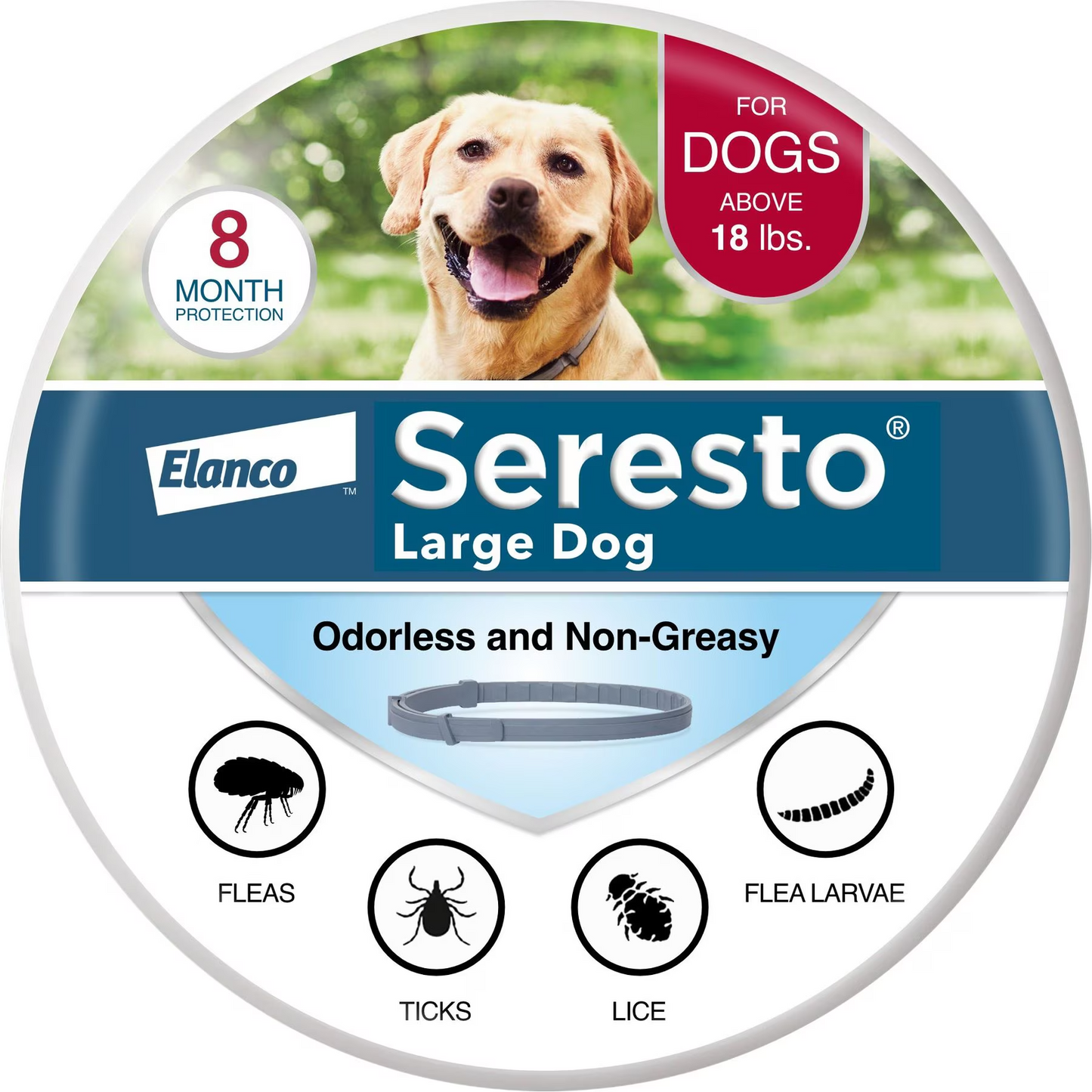 Seresto Flea & Tick Collar for Dogs, over 18-lbs, 1 Collar (8-mos. supply)