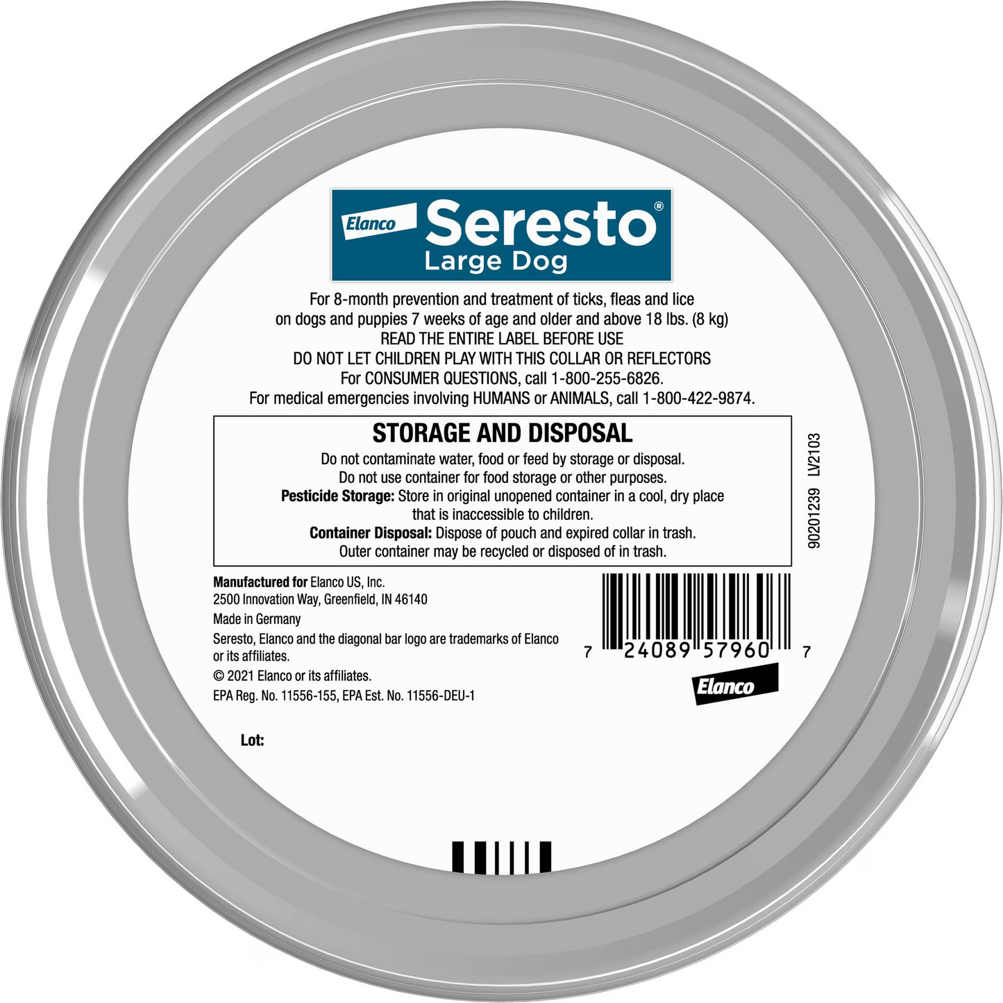 Seresto Flea & Tick Collar for Dogs, over 18-lbs, 1 Collar (8-mos. supply)