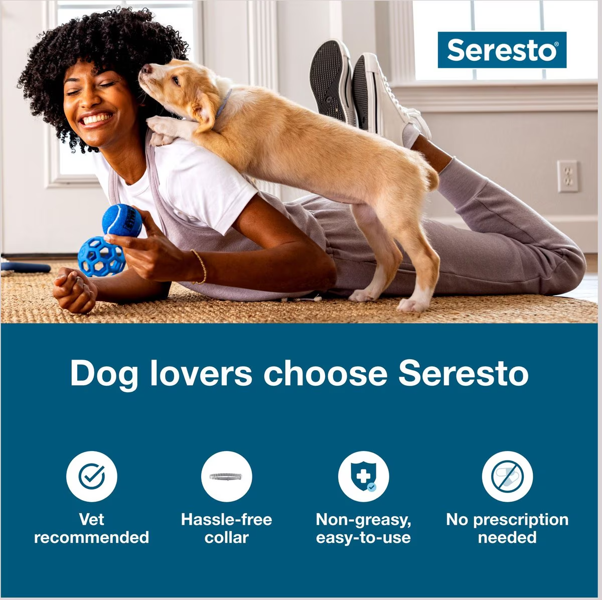 Seresto Flea & Tick Collar for Dogs, over 18-lbs, 1 Collar (8-mos. supply)