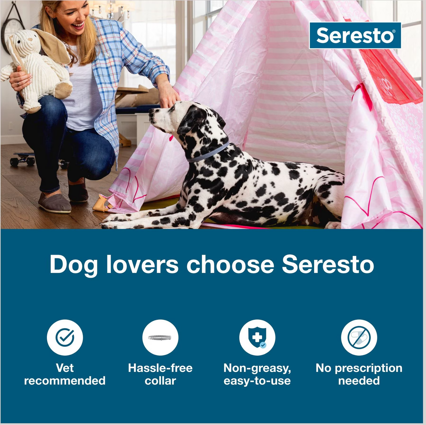 Seresto Flea & Tick Collar for Dogs, over 18-lbs, 1 Collar (8-mos. supply)